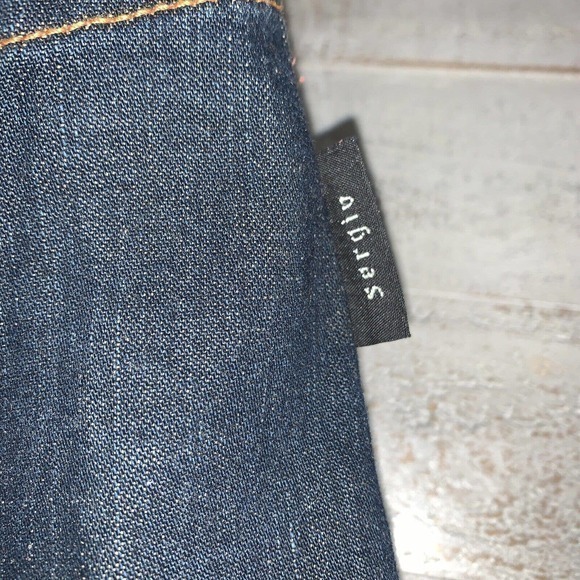 Vintage Sergio Valente Size 16 Women Blue‎ Jeans Flared Denim Raw Hem 34x31 Cuff - Picture 4 of 10